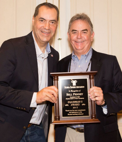 Florida Bankers Association President and CEO Alex Sanchez with FBA Chairman's Award Recipient Bill Penney of Marine Bank & Trust