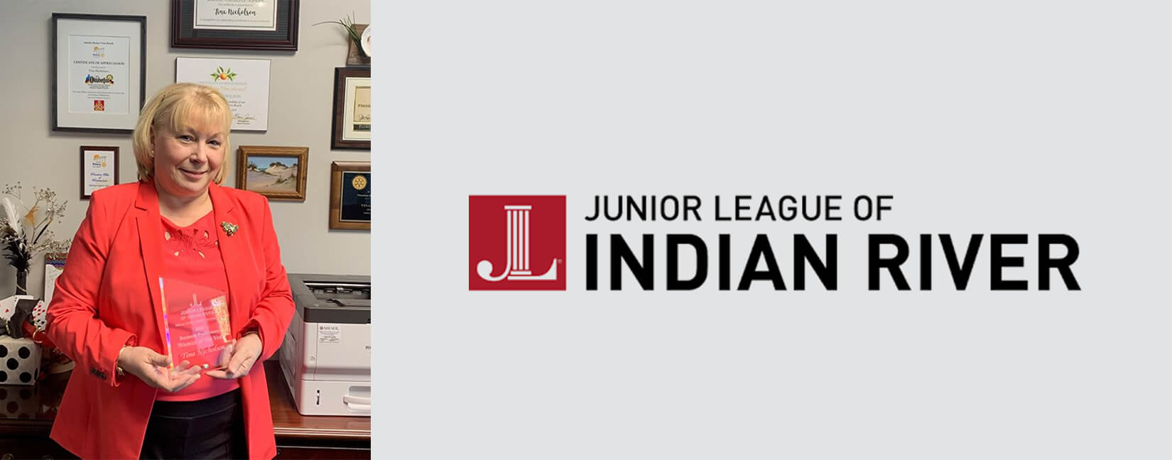 Tina Nicholson and Junior League of Indian River Logo